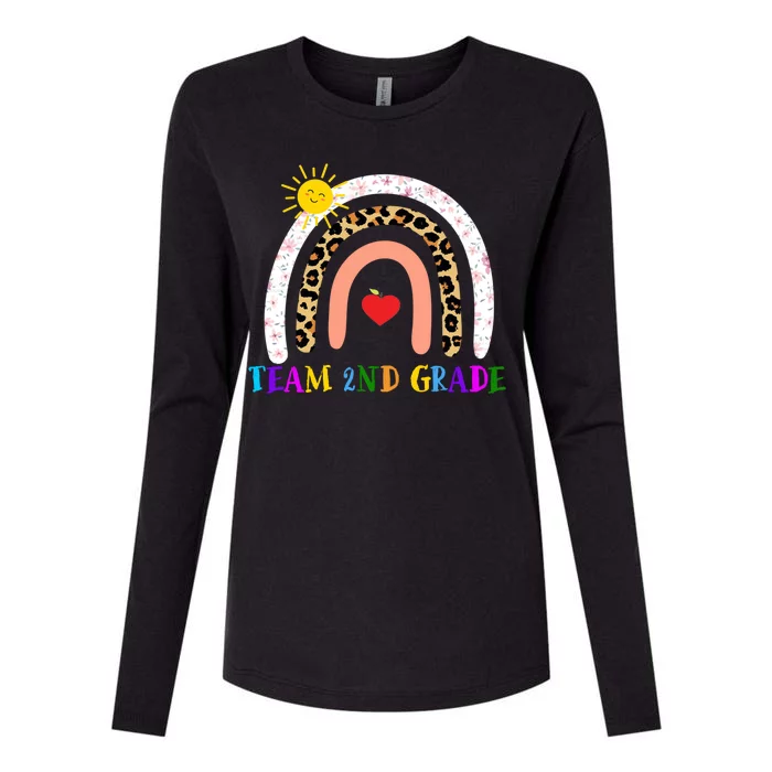 Team 2nd Grade Cute Rainbow Teachers Students Womens Cotton Relaxed Long Sleeve T-Shirt