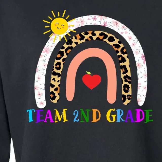 Team 2nd Grade Cute Rainbow Teachers Students Cropped Pullover Crew