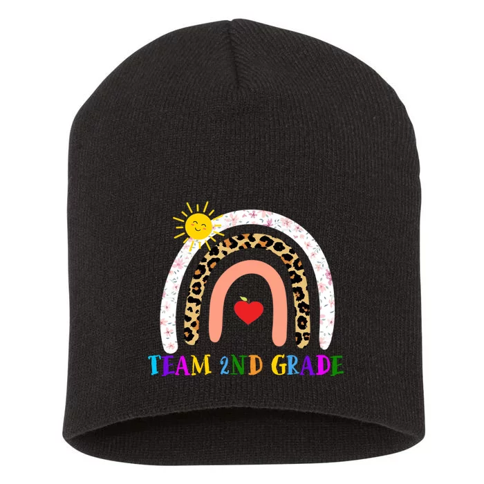 Team 2nd Grade Cute Rainbow Teachers Students Short Acrylic Beanie