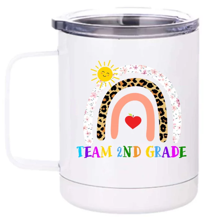 Team 2nd Grade Cute Rainbow Teachers Students Front & Back 12oz Stainless Steel Tumbler Cup