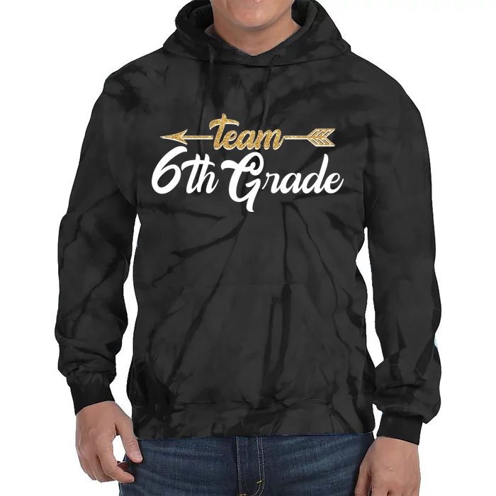 Team 6th Grade Golden Arrow Tie Dye Hoodie