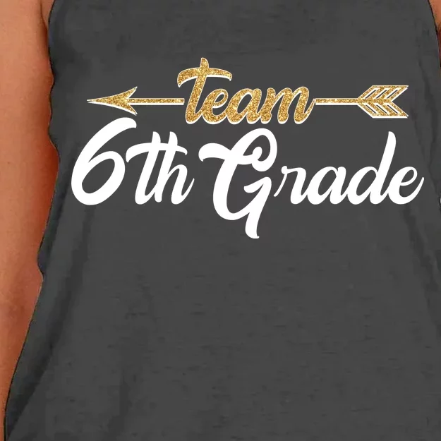 Team 6th Grade Golden Arrow Women's Knotted Racerback Tank