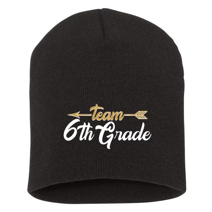 Team 6th Grade Golden Arrow Short Acrylic Beanie