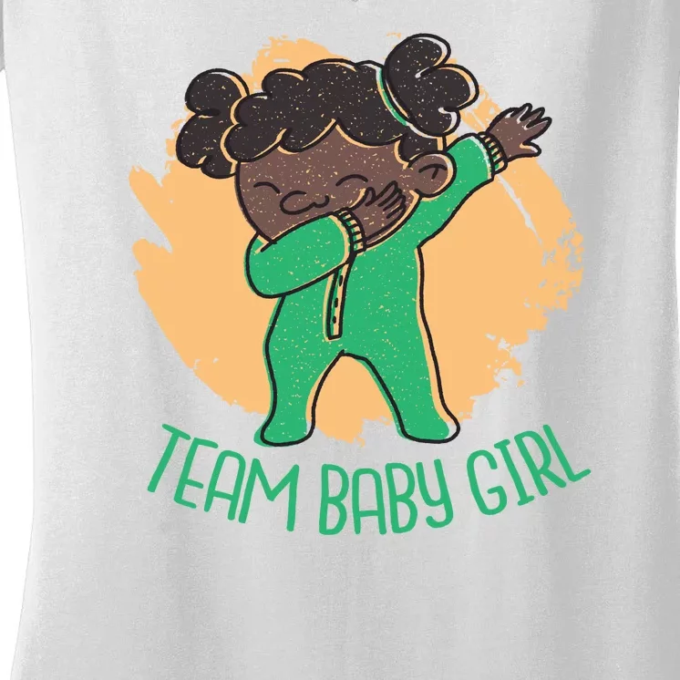 Team Baby Girl Dabbing Funny Women's V-Neck T-Shirt