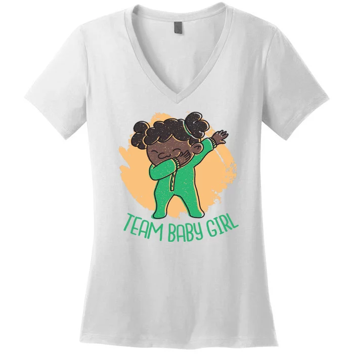 Team Baby Girl Dabbing Funny Women's V-Neck T-Shirt