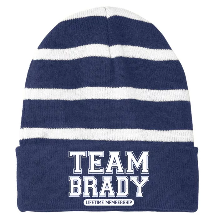 Team Brady Lifetime Memebership Striped Beanie with Solid Band