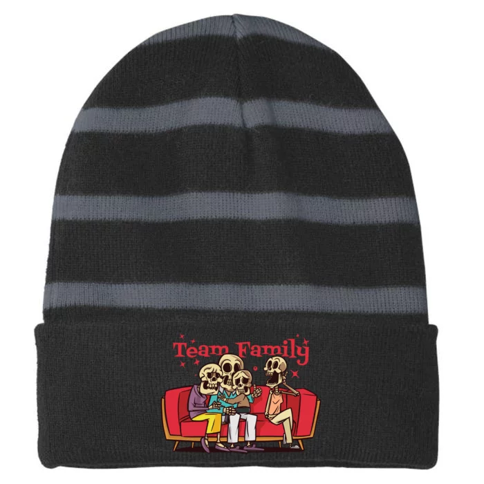 Team Family Skeleton Striped Beanie with Solid Band