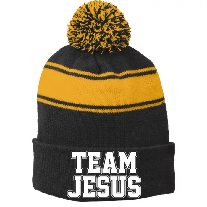 Team Jesus Stripe Pom Pom Beanie