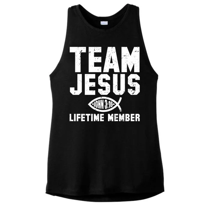 Team Jesus Lifetime Member John 3:16 Ladies Tri-Blend Wicking Tank