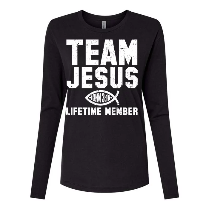 Team Jesus Lifetime Member John 3:16 Womens Cotton Relaxed Long Sleeve T-Shirt