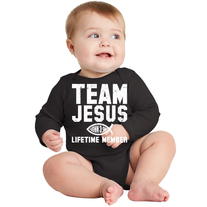 Team Jesus Lifetime Member John 3:16 Baby Long Sleeve Bodysuit