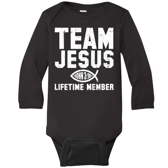 Team Jesus Lifetime Member John 3:16 Baby Long Sleeve Bodysuit