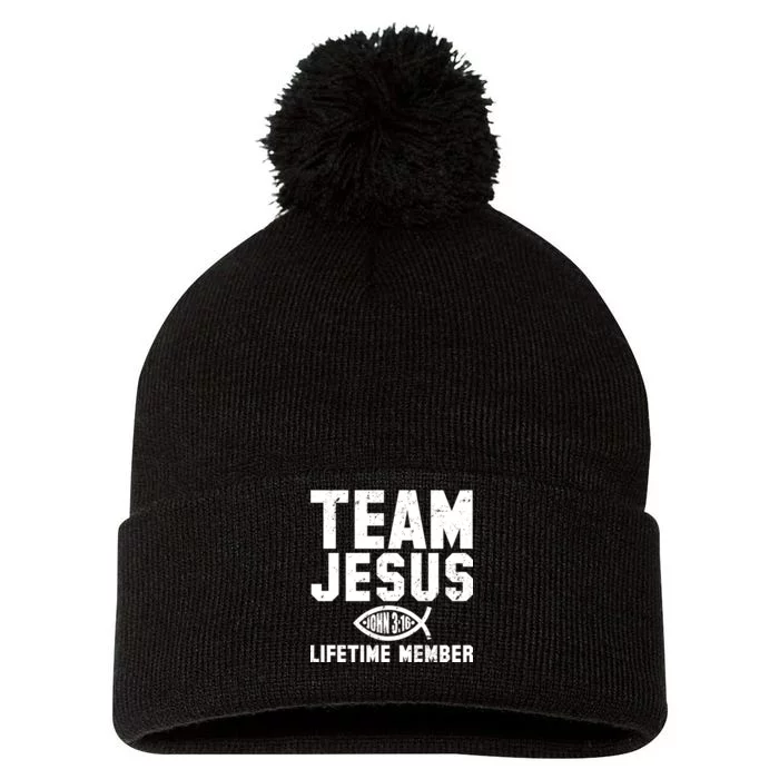 Team Jesus Lifetime Member John 3:16 Pom Pom 12in Knit Beanie