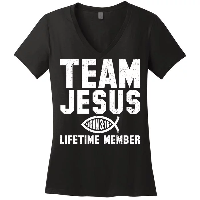 Team Jesus Lifetime Member John 3:16 Women's V-Neck T-Shirt