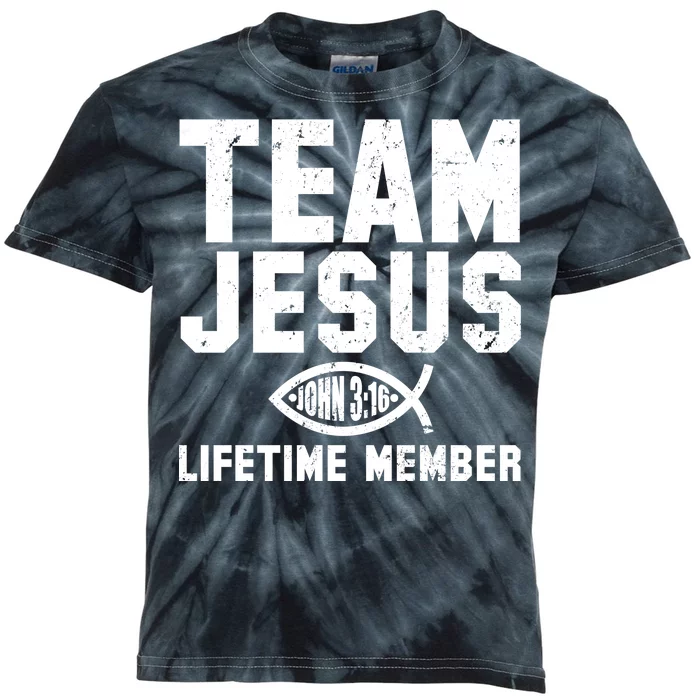 Team Jesus Lifetime Member John 3:16 Kids Tie-Dye T-Shirt