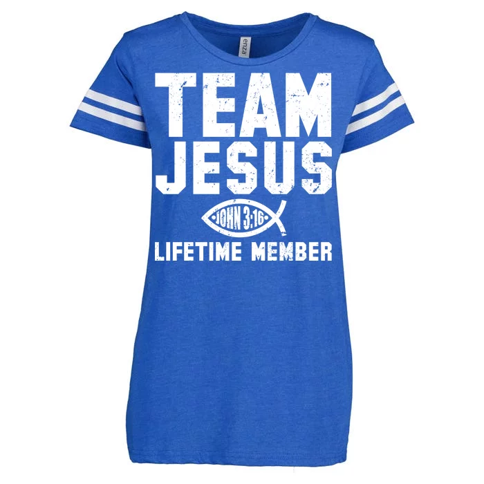 Team Jesus Lifetime Member John 3:16 Enza Ladies Jersey Football T-Shirt