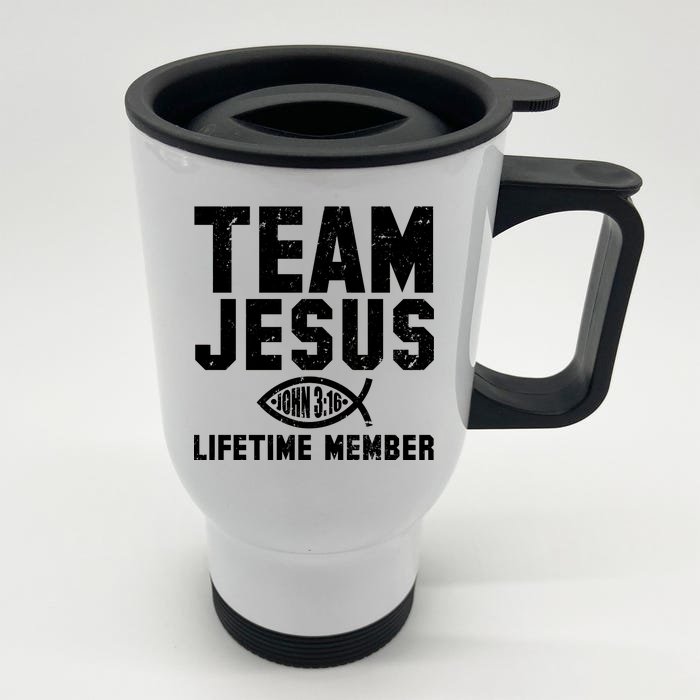 Team Jesus Lifetime Member John 3:16 Front & Back Stainless Steel Travel Mug