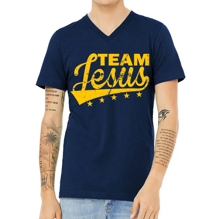 Team Jesus Vintage Christian V-Neck T-Shirt