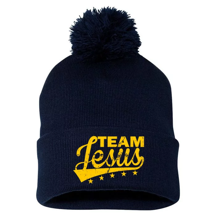 Team Jesus Vintage Christian Pom Pom 12in Knit Beanie