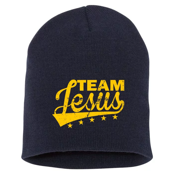 Team Jesus Vintage Christian Short Acrylic Beanie