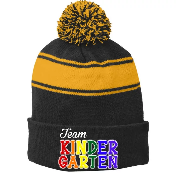 Team Kindergarten Stripe Pom Pom Beanie