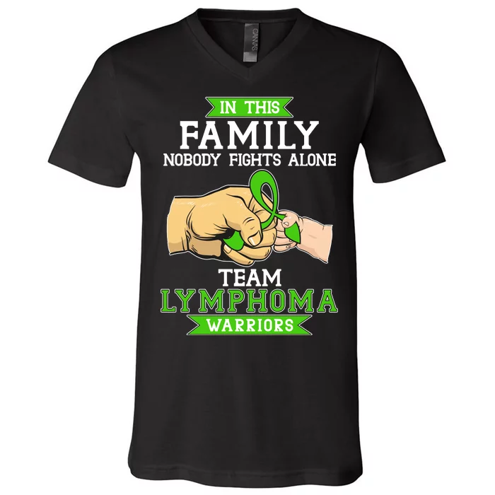 Team Lymphoma Warriors Green Ribbon Fist Bump V-Neck T-Shirt