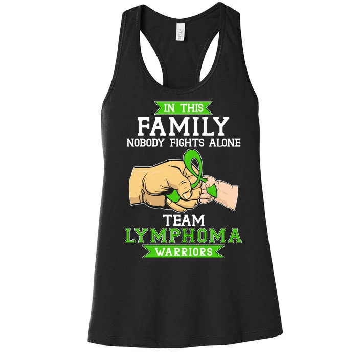 Team Lymphoma Warriors Green Ribbon Fist Bump Women's Racerback Tank