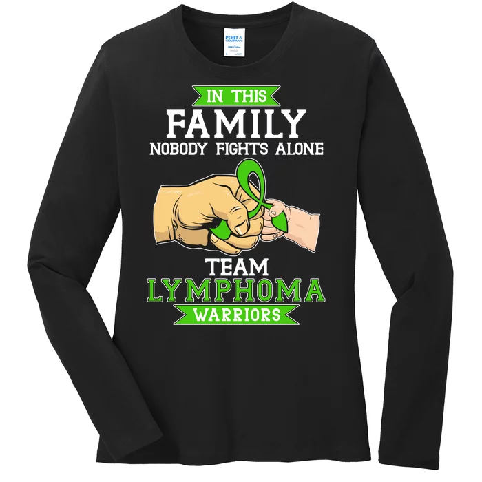 Team Lymphoma Warriors Green Ribbon Fist Bump Ladies Long Sleeve Shirt