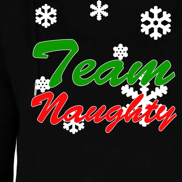 Team Naughty Matching Christmas Womens Funnel Neck Pullover Hood