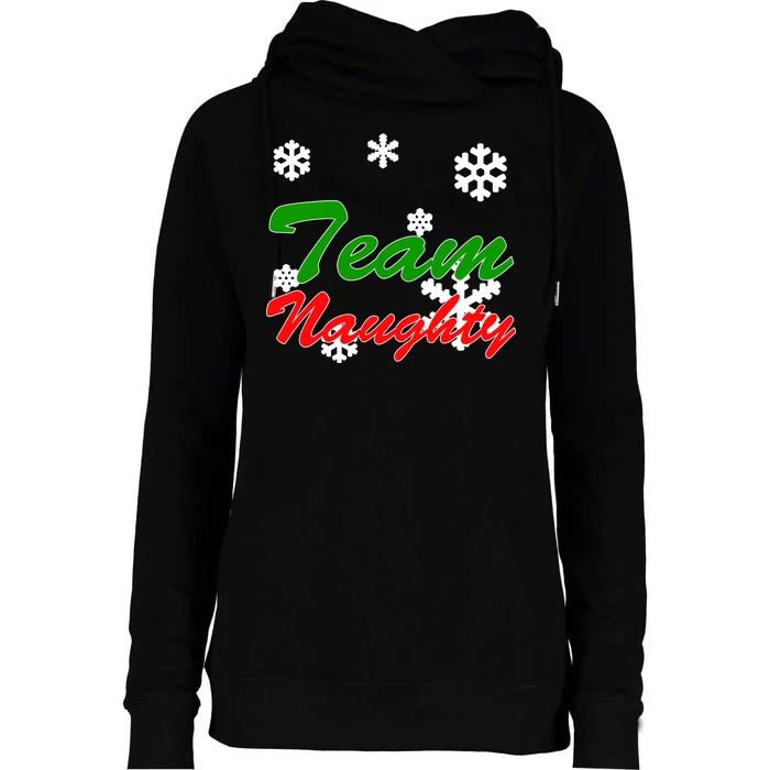 Team Naughty Matching Christmas Womens Funnel Neck Pullover Hood