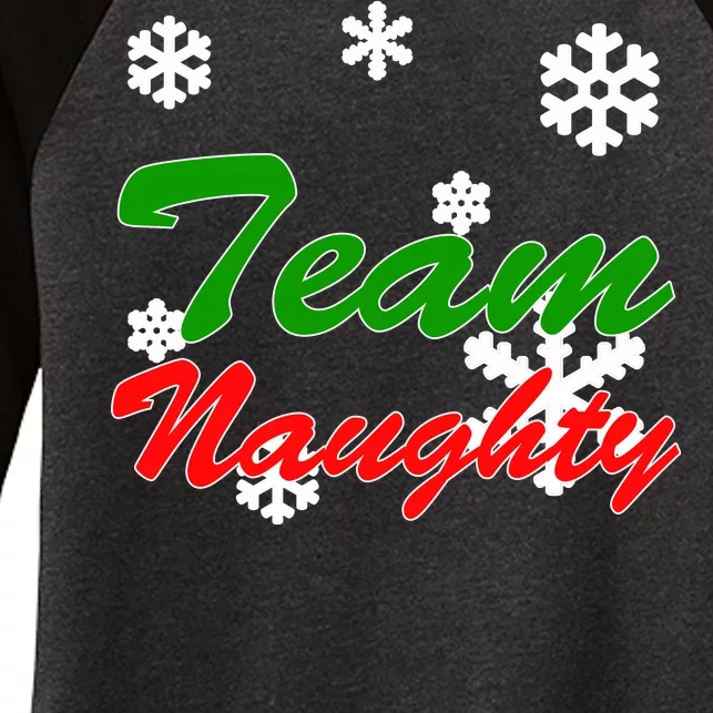 Team Naughty Matching Christmas Women's Tri-Blend 3/4-Sleeve Raglan Shirt