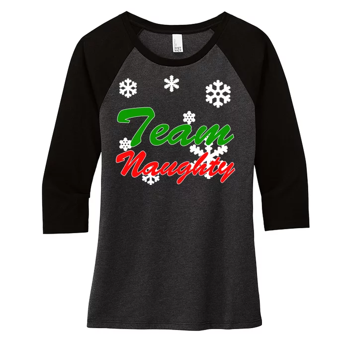 Team Naughty Matching Christmas Women's Tri-Blend 3/4-Sleeve Raglan Shirt