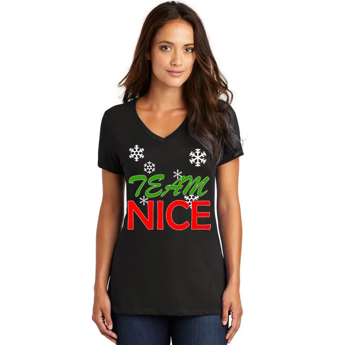 Team Nice Santa's Nice List Women's V-Neck T-Shirt