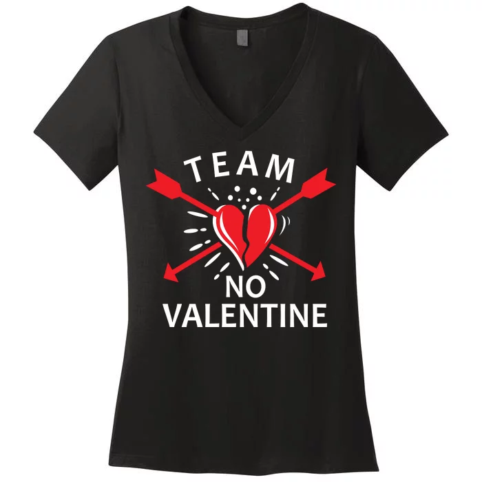 Team No Valentine Women's V-Neck T-Shirt