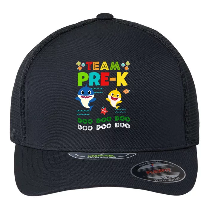 Team Pre-K Shark Doo Doo Doo Flexfit Unipanel Trucker Cap