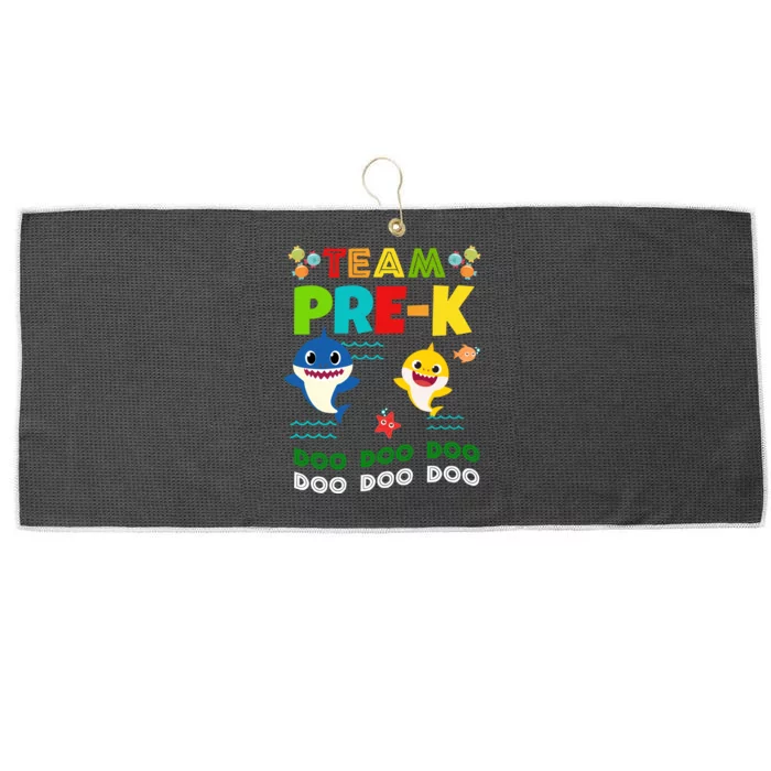 Team Pre-K Shark Doo Doo Doo Large Microfiber Waffle Golf Towel