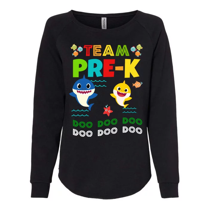 Team Pre-K Shark Doo Doo Doo Womens California Wash Sweatshirt