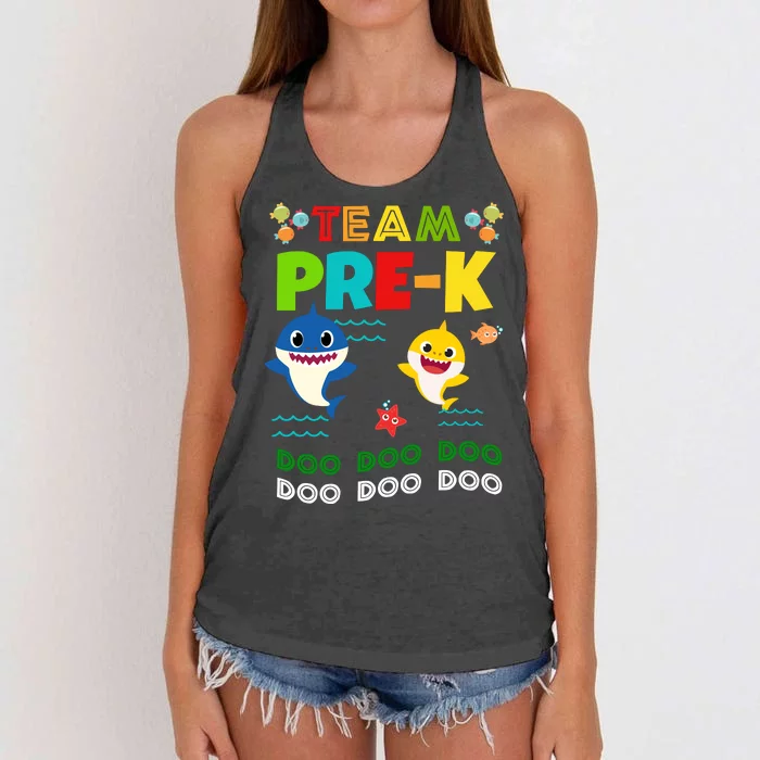 Team Pre-K Shark Doo Doo Doo Women's Knotted Racerback Tank