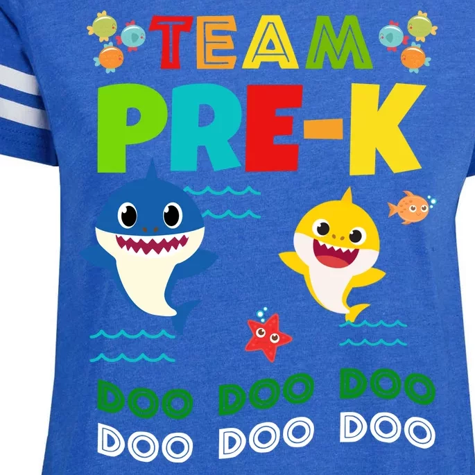 Team Pre-K Shark Doo Doo Doo Enza Ladies Jersey Football T-Shirt