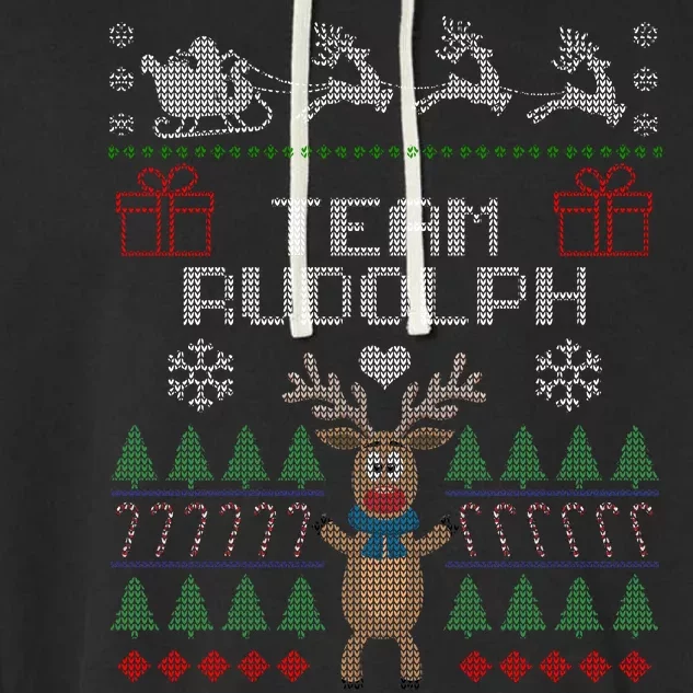 Team Rudolph Ugly Christmas Garment-Dyed Fleece Hoodie