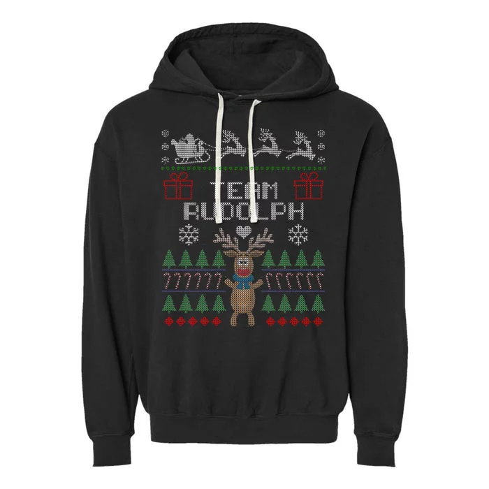 Team Rudolph Ugly Christmas Garment-Dyed Fleece Hoodie