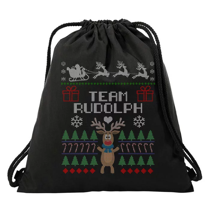 Team Rudolph Ugly Christmas Drawstring Bag