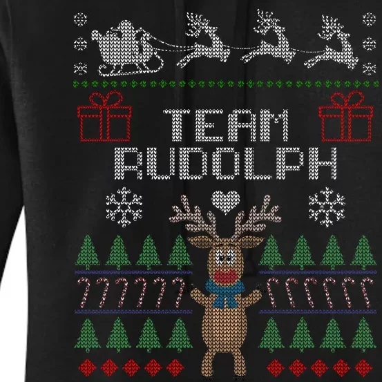 Team Rudolph Ugly Christmas Women's Pullover Hoodie