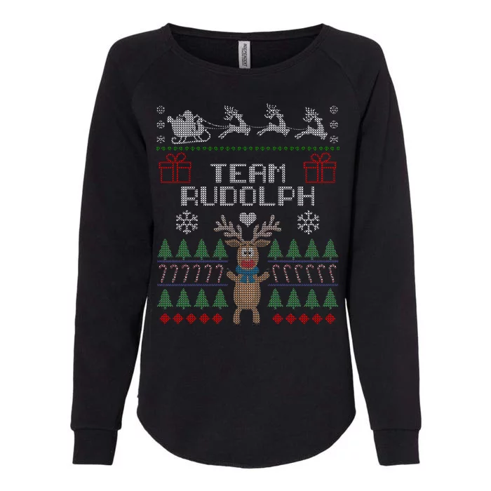 Team Rudolph Ugly Christmas Womens California Wash Sweatshirt