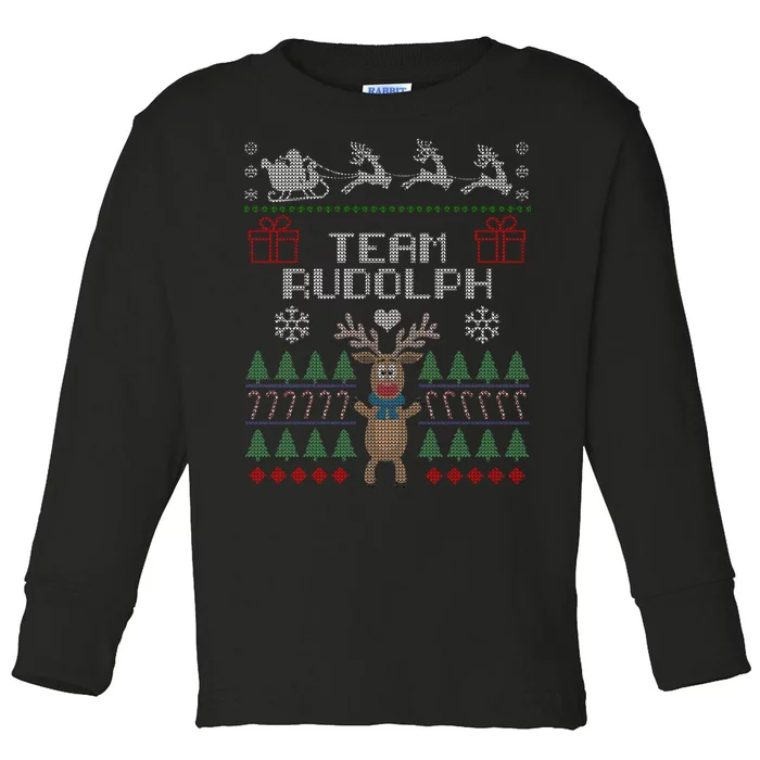 Team Rudolph Ugly Christmas Toddler Long Sleeve Shirt