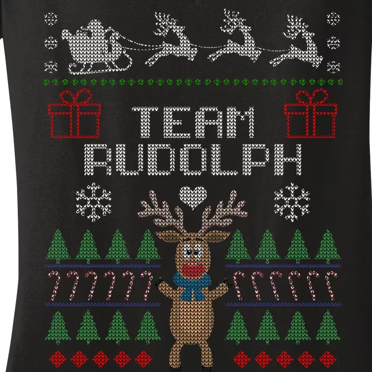 Team Rudolph Ugly Christmas Women's V-Neck T-Shirt