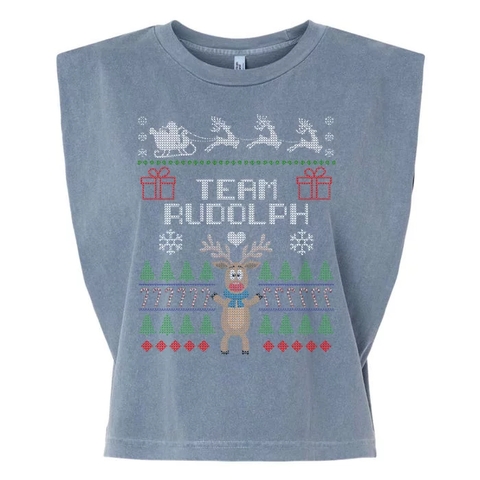 Team Rudolph Ugly Christmas Garment-Dyed Women's Muscle Tee