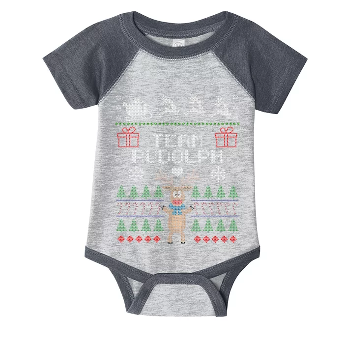 Team Rudolph Ugly Christmas Infant Baby Jersey Bodysuit