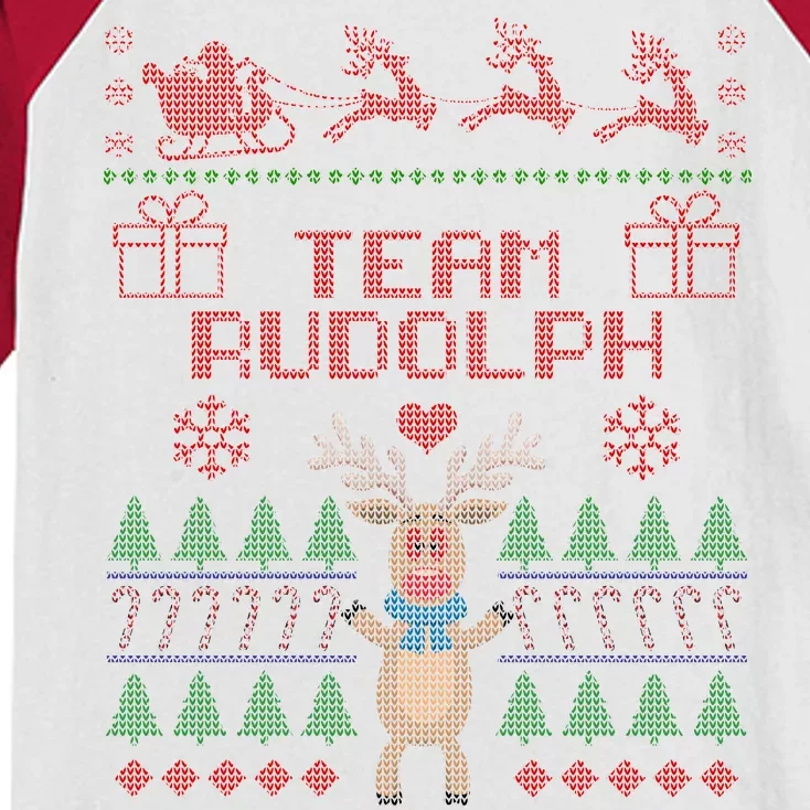 Team Rudolph Ugly Christmas Kids Colorblock Raglan Jersey