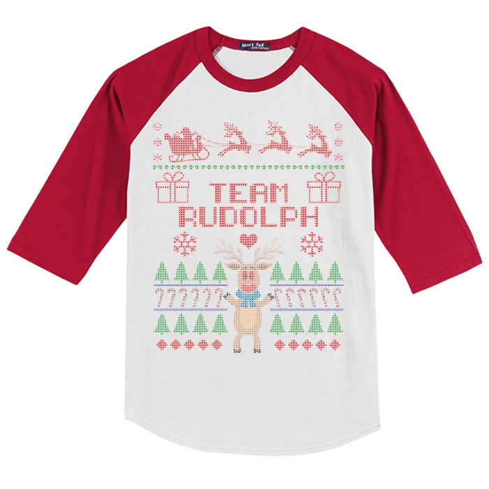 Team Rudolph Ugly Christmas Kids Colorblock Raglan Jersey